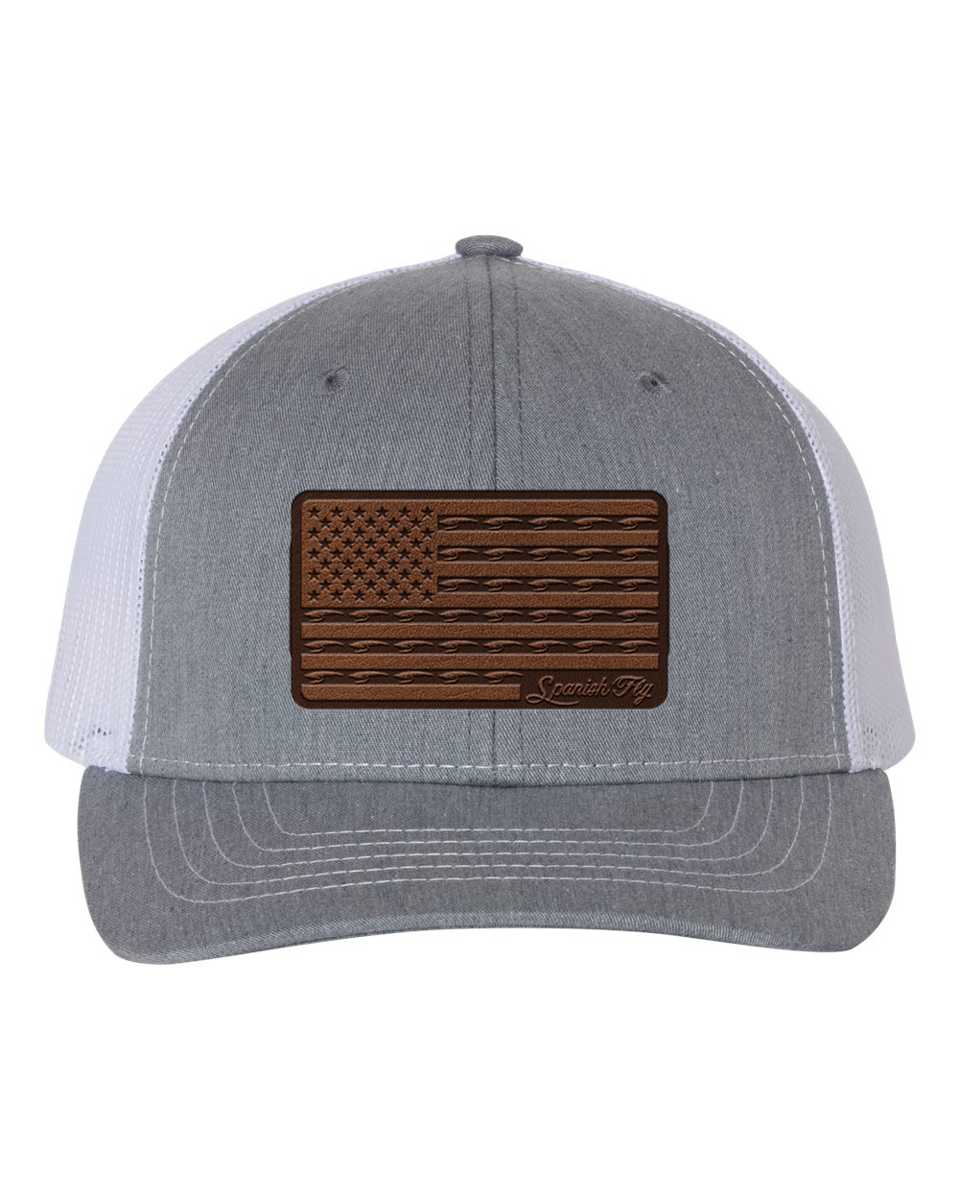Youth Leather Patch American Flag Trucker