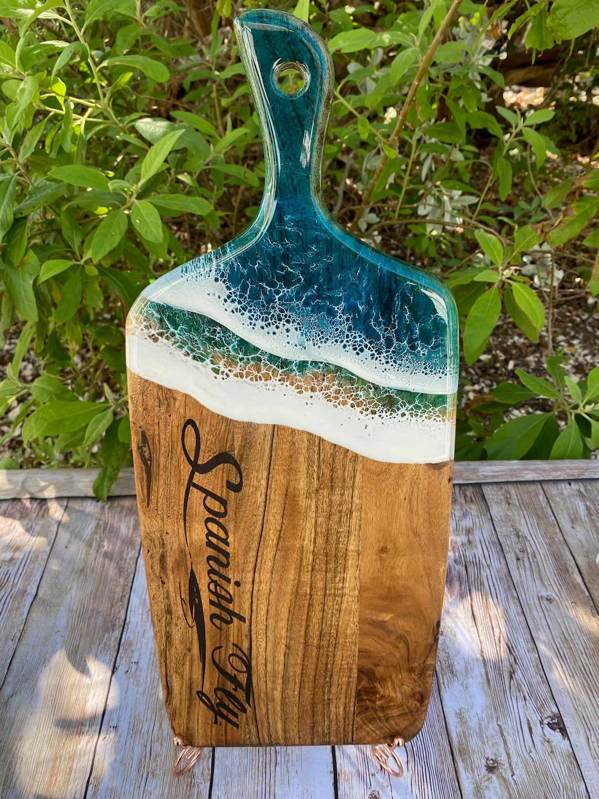 Spanish Fly Tropical Epoxy Ocean Wave Charcuterie and Cheese Board