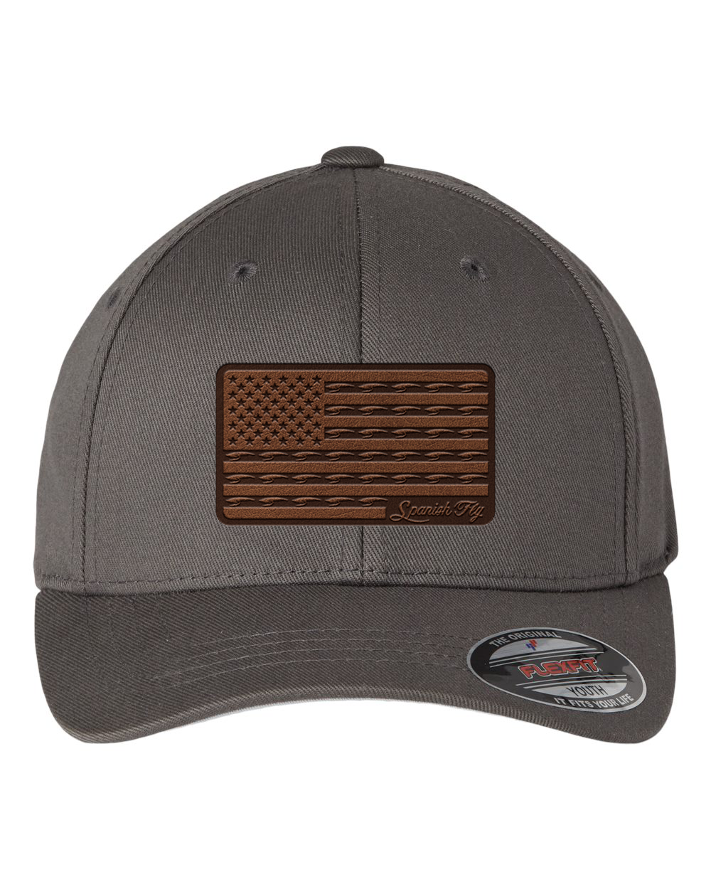 Youth American Flag Leather Patch Flex Fit Cap